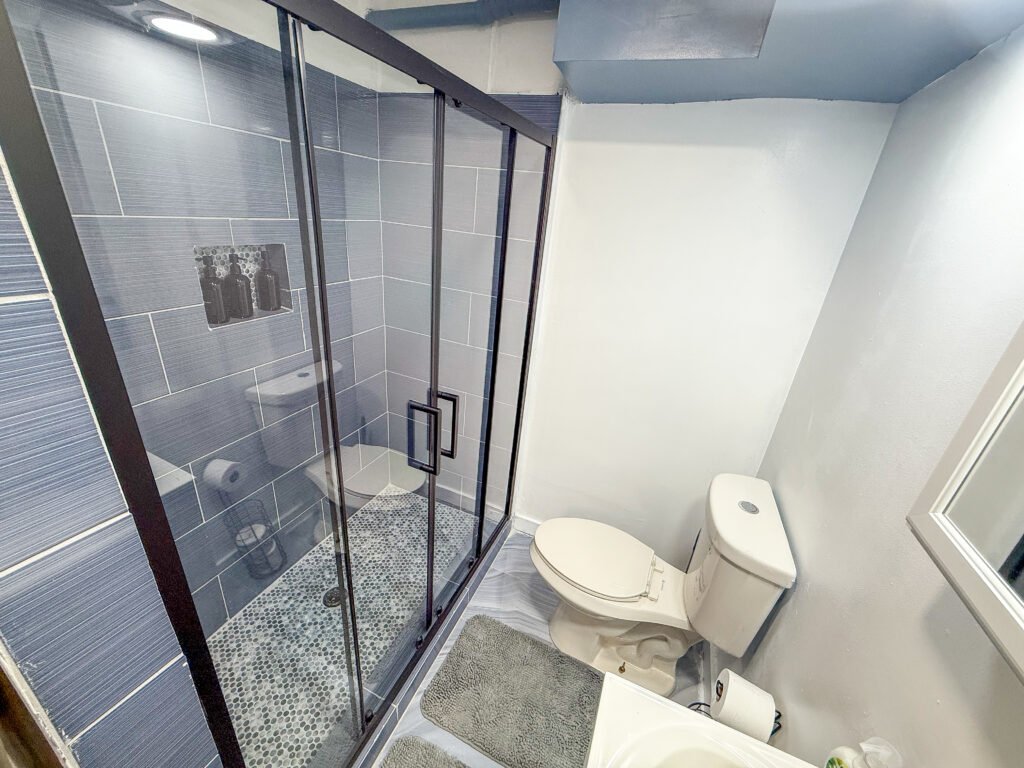 Bathroom interior inside Unit 3 at The Flight Deck Residences.