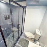 Bathroom interior inside Unit 3 at The Flight Deck Residences.