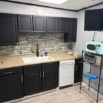 Kitchen counter and appliances inside Unit 3 at The Flight Deck Residences.